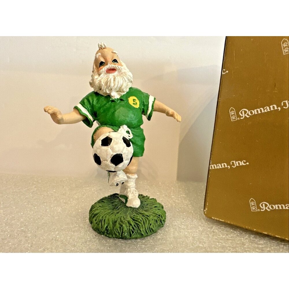 Roman, Inc. Soccer Santa Figurine Wearing Green Uniform USA #5 Rare Vintage 5"